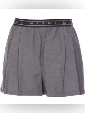 MARNI Gray Wool Short with Logo Waistband Sz 42